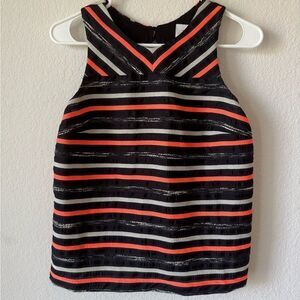 HD in Paris Anthropologie Ribbon Stripe Tank‎ Top Sz 4 Black Orange A-Line